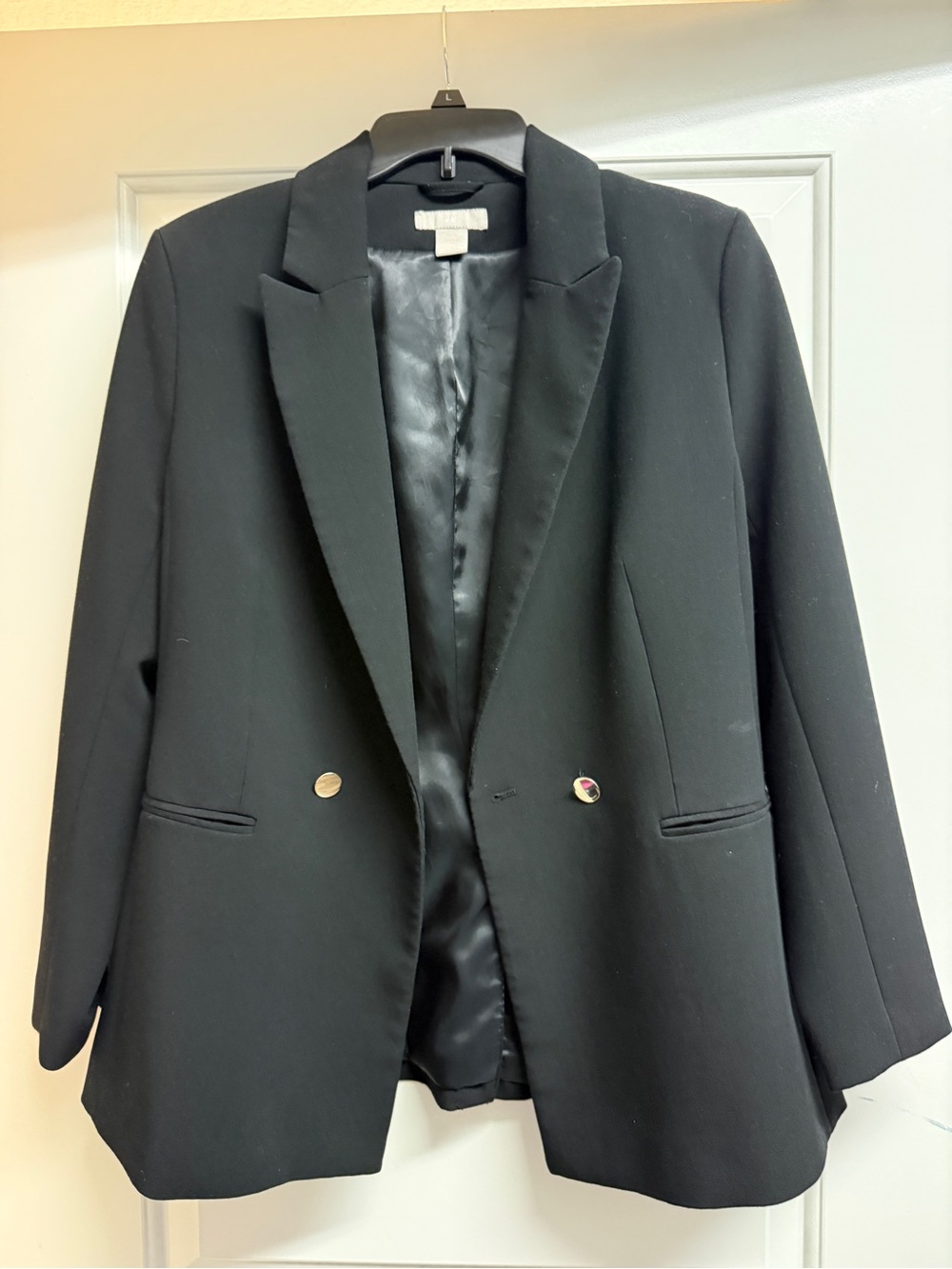 Women’s Black Double-Breasted Blazer Jacket